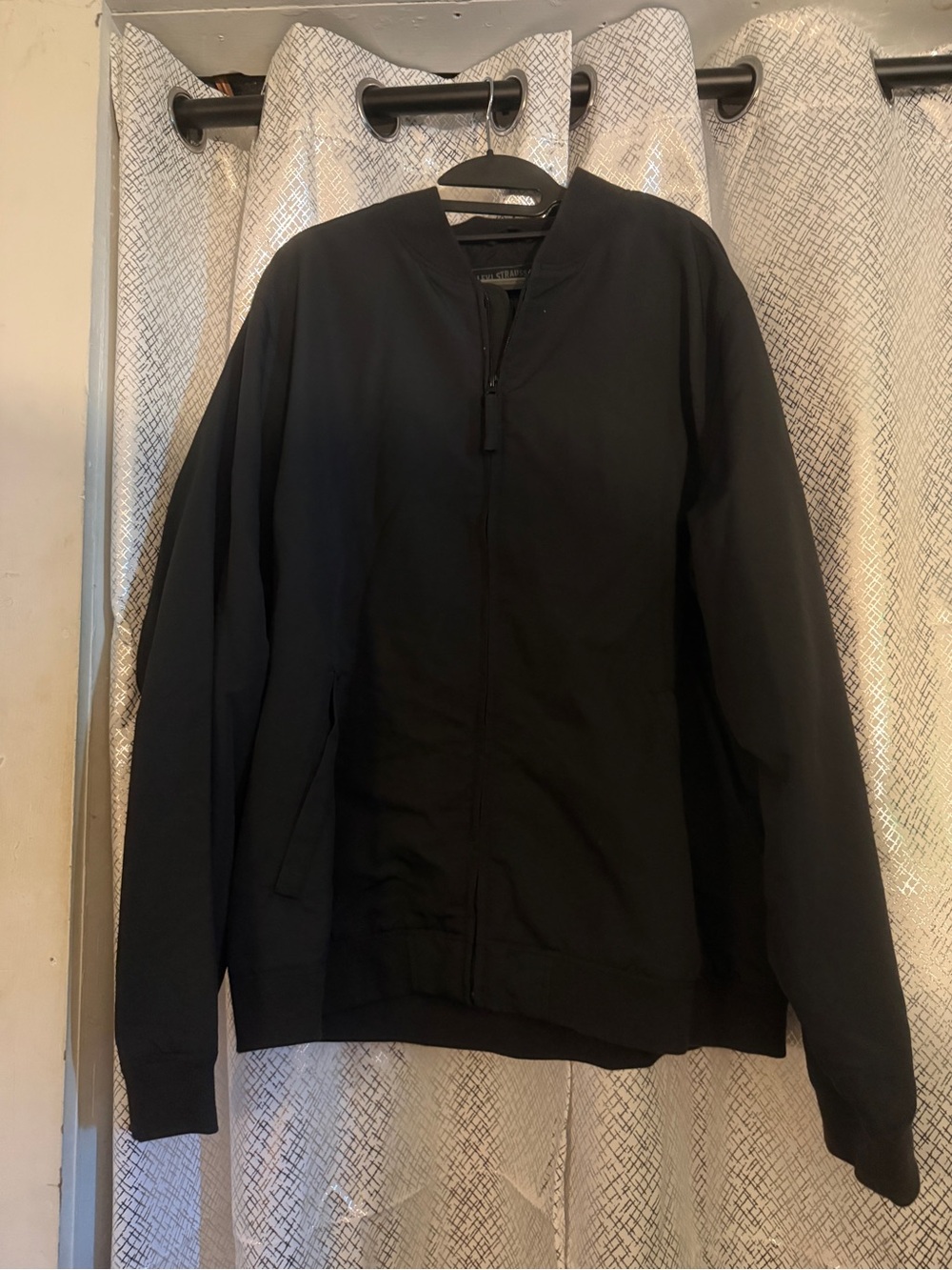 Men's Black Bomber Jacket with Front Zip